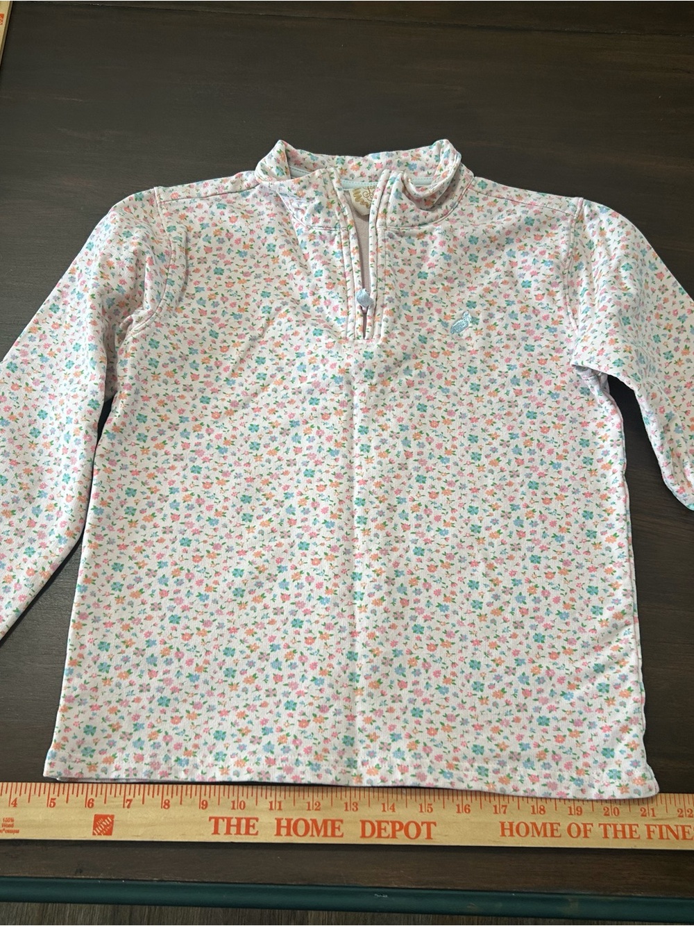 The Beaufort Bonnet Company Girls' Floral Half-Zip Pullover - Pink, Mint, Coral